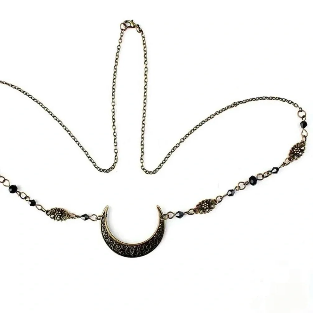 Crescent Moon Head Chain Vintage Style Headwear Hollow Pattern Gypsy‎ Bohemian